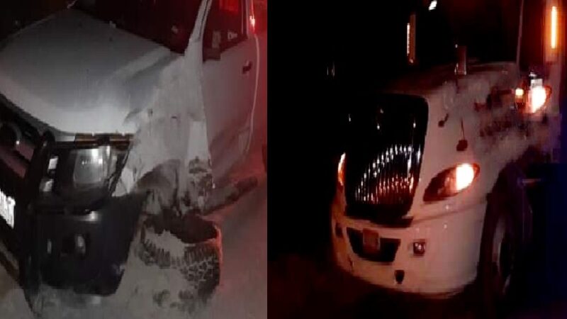 Invade el carril contrario y choca de costado contra un tráiler que salía de Las Coloradas