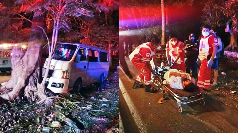 Nueve heridos porque un taxista chocó por hablar por celular, cerca de Yotholín