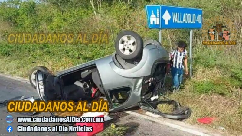 Cuatro personas sobreviven a una aparatosa volcadura en la vía Tizimín- Valladolid