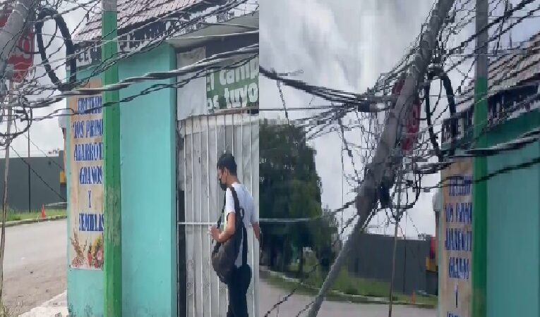 Vecinos de la colonia Mulsay con miedo de morir electrocutados la CFE no quiere cambiar un poste quebrado