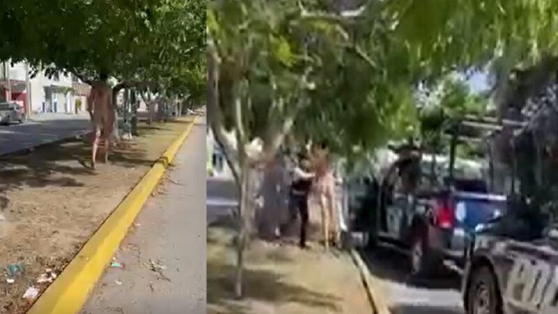 Detienen a un drogado turista por andar desnudo en calles de Playa del Carmen
