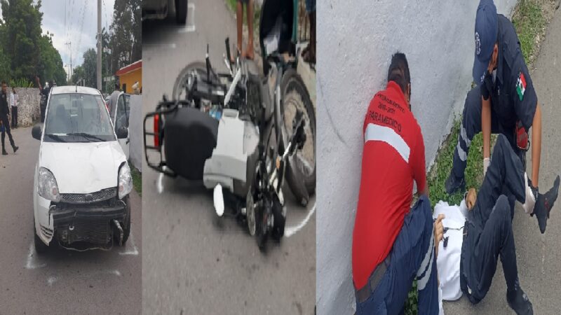 Un motociclista conkaleño chocó contra un auto y se fracturo una pierna