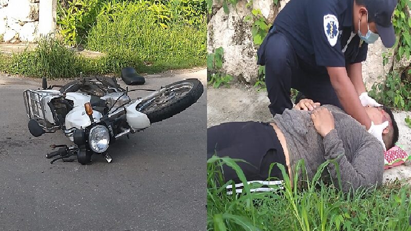 Una conductora se voló un alto y lesionó de gravedad a un motociclista en Motul