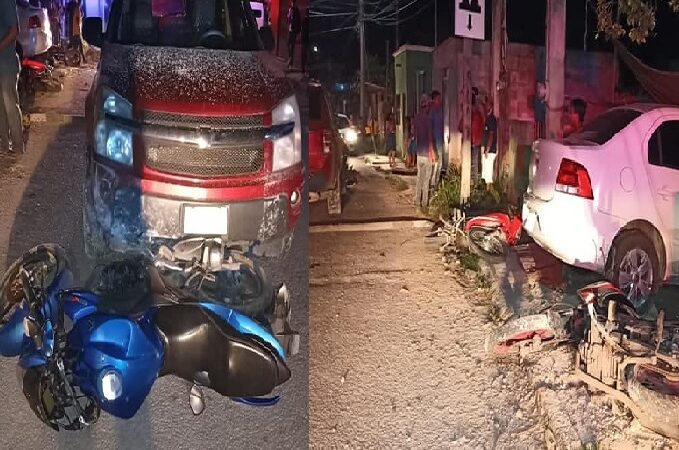 Un ebrio conductor terminó en la cárcel, choco contra tres motos y un vehículo