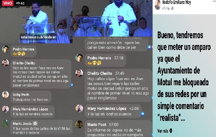 El alcalde bloqueo y elimino comentarios en su raquítico y mentiroso informe dicen motuleños