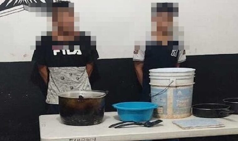 Robaron una tele y una estufa los detienen cuando se daban a la fuga en colonia Buenavista