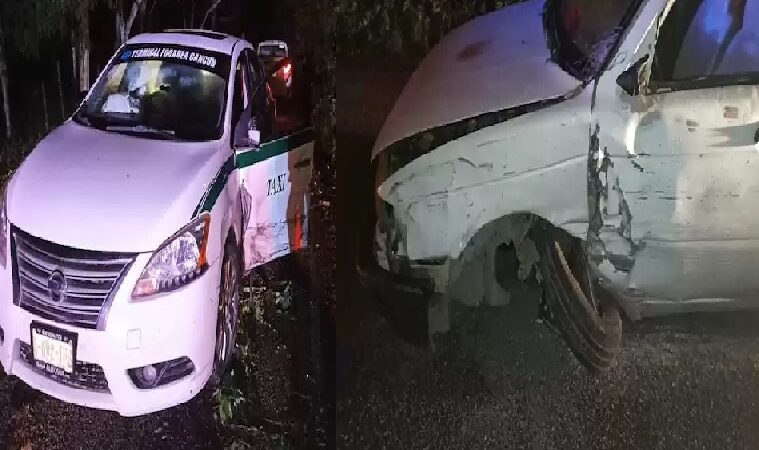 Chofer chocó su Tsuru contra un taxi y lo abandonó en el tramo Edén- Popolnáh