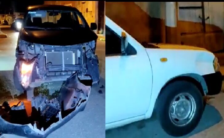 Una conductora por asomarse demás en una esquina choco contra otra camioneta