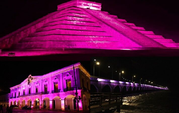 Yucatán se iluminó de Rosa en el día internacional de la lucha contra el cáncer de mama