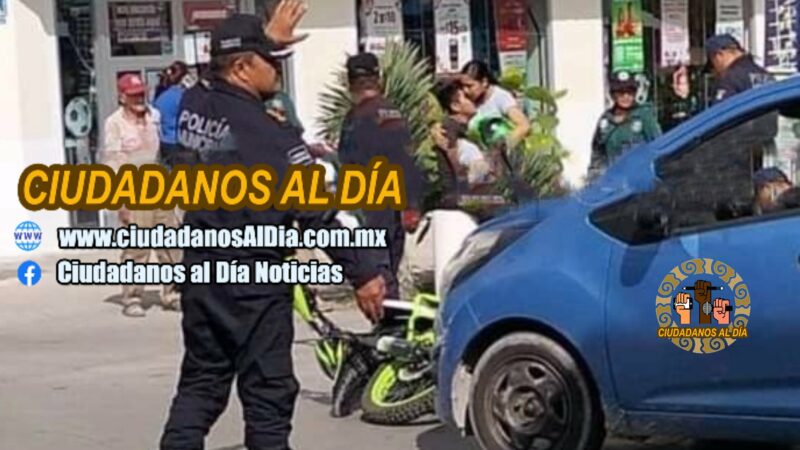 Peligrosa mujer al volante se voló un alto, atropello y lesiono a un motociclista en Progreso