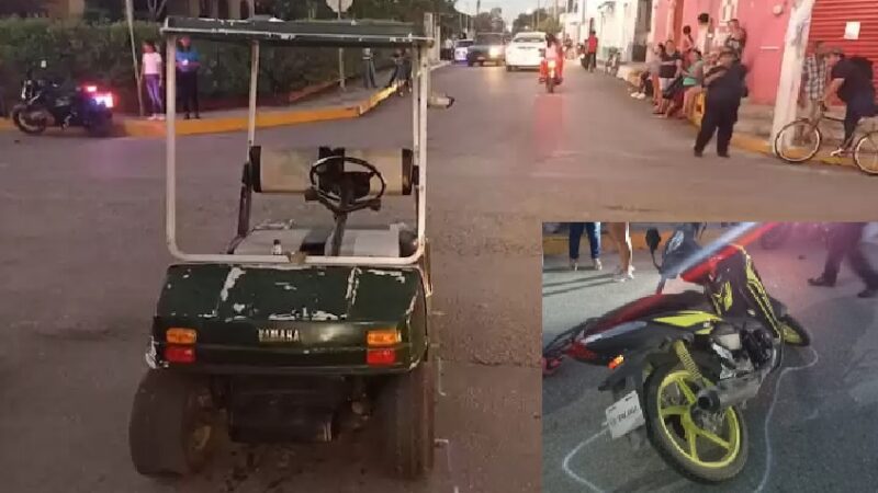 Niño de 13 años se voló un alto con un carrito de Golf, choco y lesionó a una motociclista