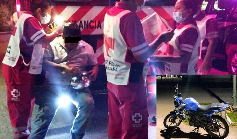 Un ebrio motociclista chocó contra un poste de la CFE y lesiono en Tizimín