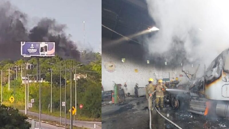 Una pipa de la empresa Transportadores Del Sureste se quemó en Progreso