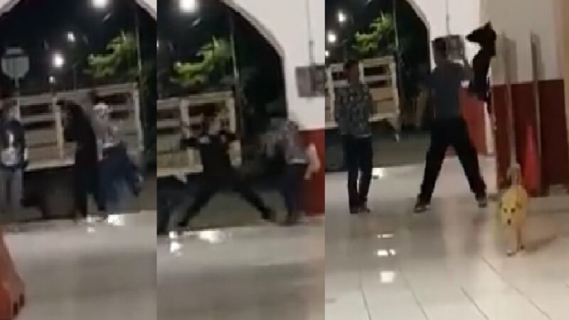 Policía de Chankom se lío a golpes bajo los corredores del palacio municipal