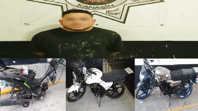 Detienen a un ladón en Kanasín y recuperan tres motos robadas: