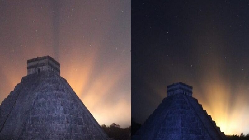 Misteriosa “Aurora boreal” en el Castillo de Kukulcán: ¿será un augurio?