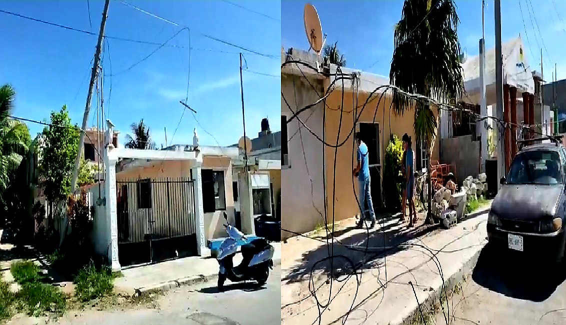 Un motociclista derrapa: se atoró con los cables que reventó un tráiler en Progreso