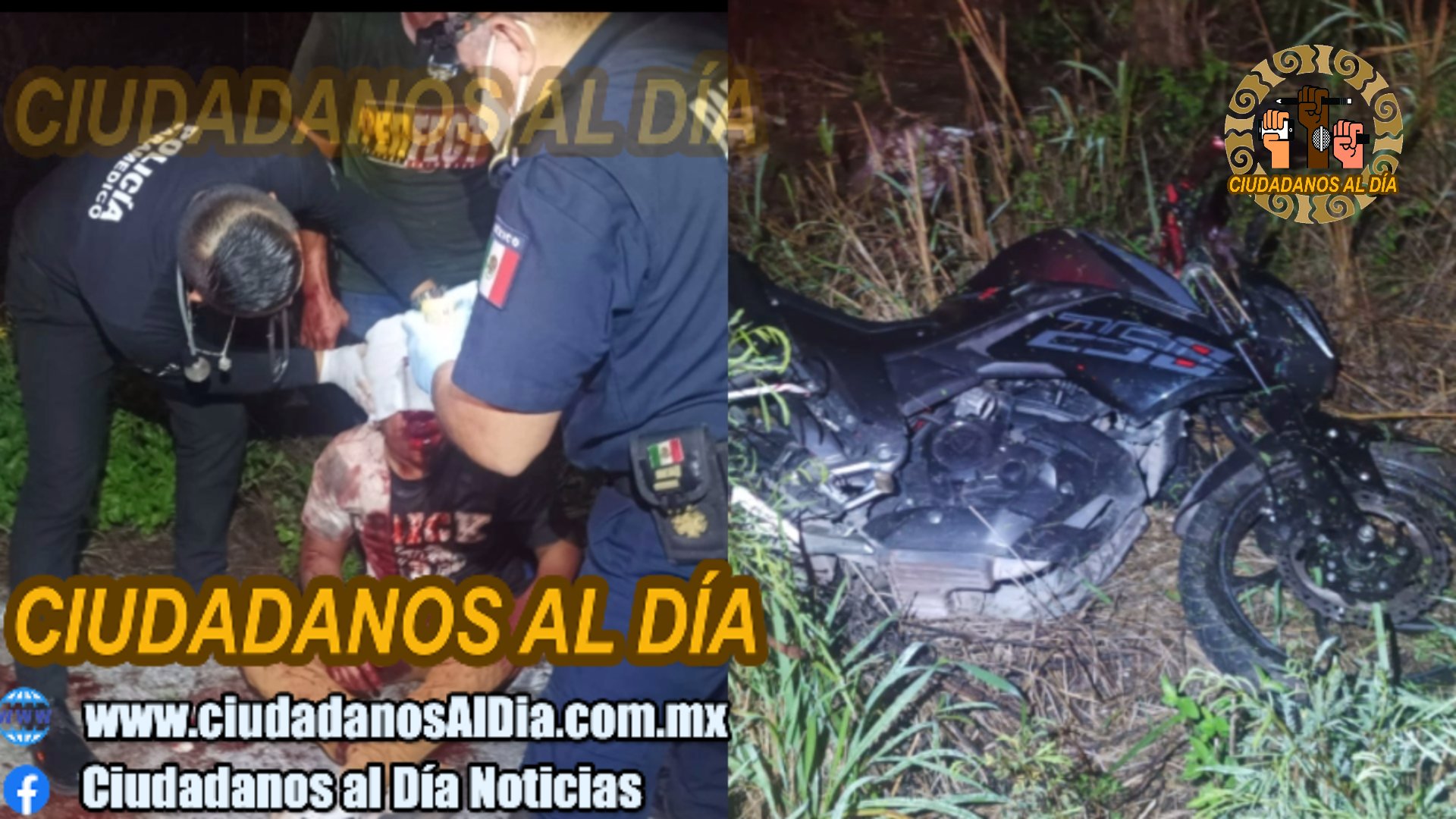 Jóvenes ebrios se quitan de un luz y sonido en Dzilam González, derrapan y lesionan cuando regresaban a Dzidzantún