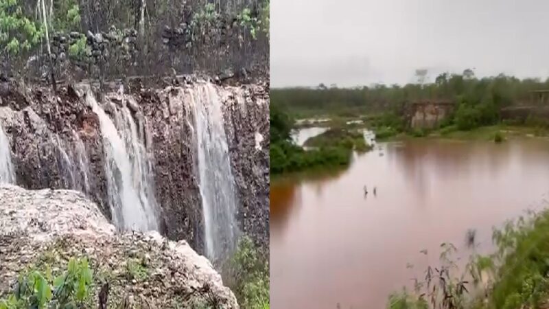 Gracias a las intensas lluvias Baca ya tiene ríos, cascada y una laguna artificial
