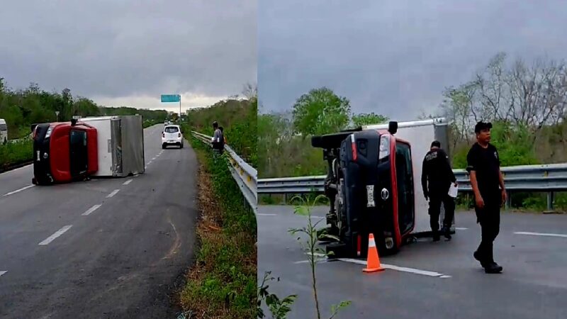Acelerado chofer termina su loca carrera volcado a la altura de Seyé