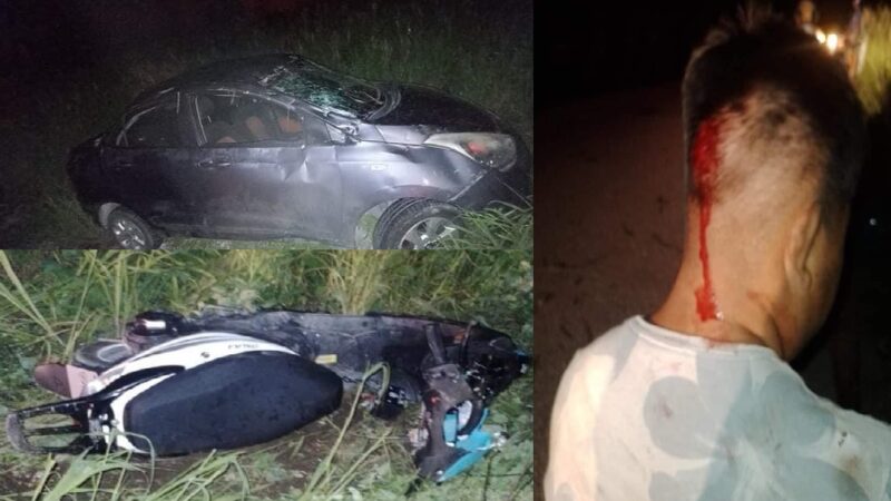 Ebrio conductor se embriago en Chabihau y atropelló a un motociclista en la carretera a Yobaín