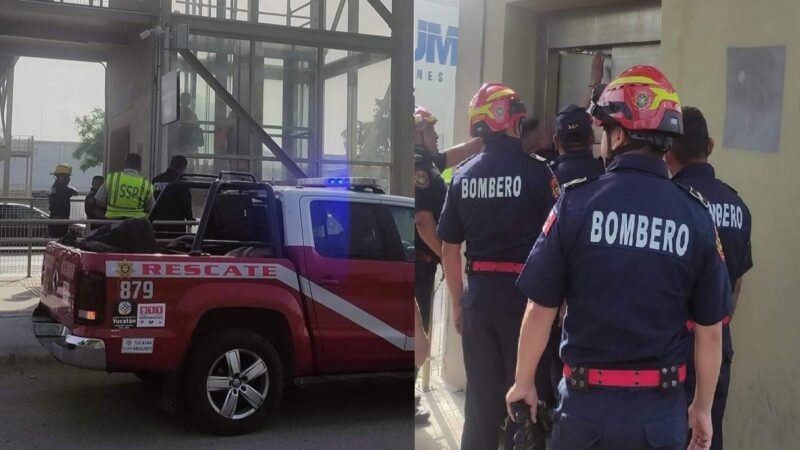 Dos personas quedan atrapadas dentro un elevador en el puente de Tixcacal, en el periférico de Mérida