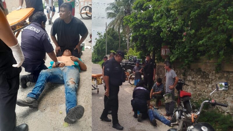 Dos jóvenes motorizados derrapan y lesionan en calles de Dzidzantún