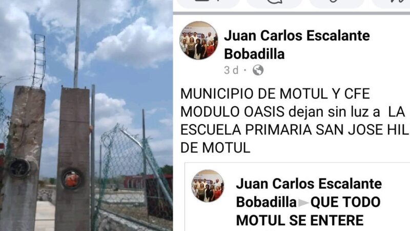 Zorro Rata y la CFE dejan sin energía eléctrica una primaria de Hilí comisaria de Motul