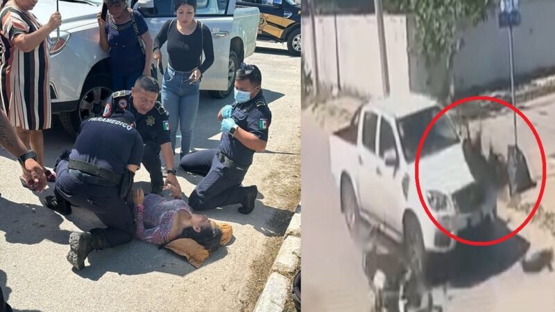 Imprudente conductora se vuela un alto, choca y lesiona a una motociclista en Progreso