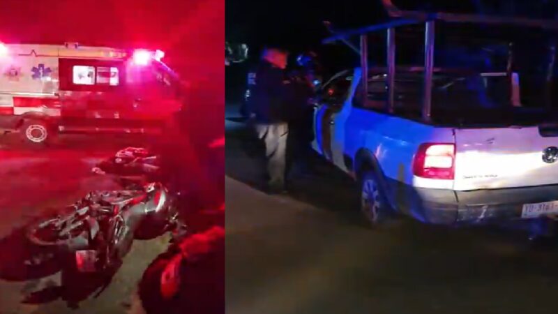 Por acelerado choca y lesiona a dos motociclistas en el libramiento de la 86 en Progreso