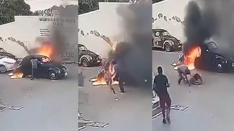 Una madre y su hija se salvaron de morir quemadas dentro de su “Vocho” en el centro de Mérida