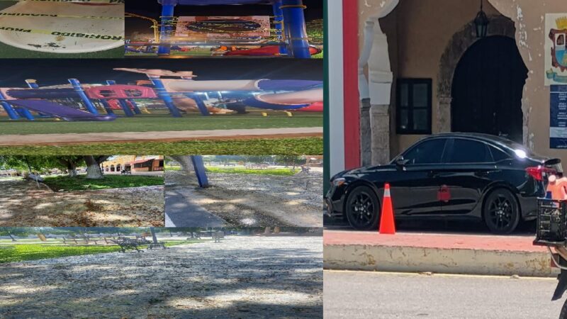 El alcalde de Dzidzantún al estilo “Chabelo” catafixió la reparación del parque infantil por un vehículo nuevo