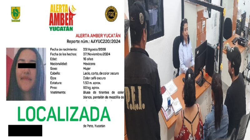 Hallan en Tekax a una menor desaparecida en Peto: presuntamente estaba con el novio