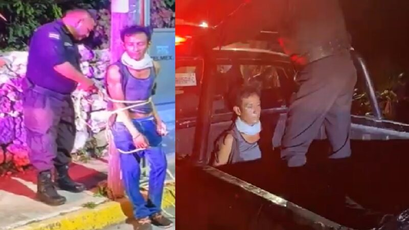 Vecinos de San José Nabalam atrapan a un sujeto en el techo de una casa en Tizimín