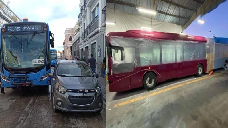 Otro camionero del trasporte público Va y Ven choca en el centro de Mérida