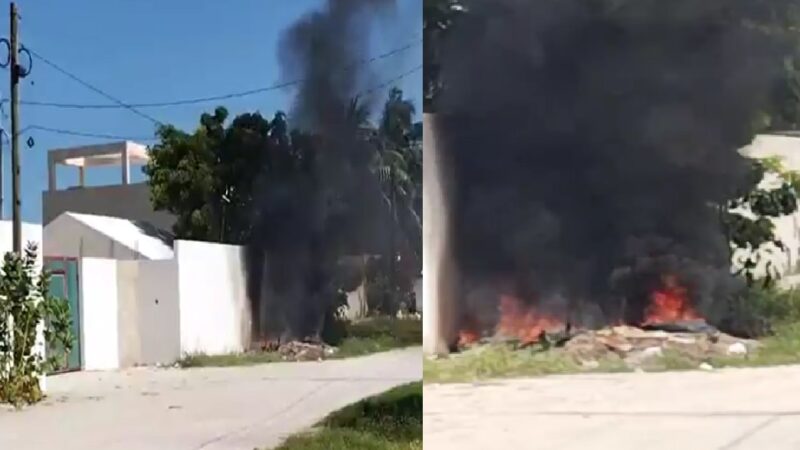 Un sujeto prende basura y llantas vieja en Chelem, luego huye del lugar