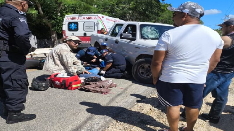 Un empleado de Sader choca y lesiona a dos jóvenes motociclistas en Dzidzantún