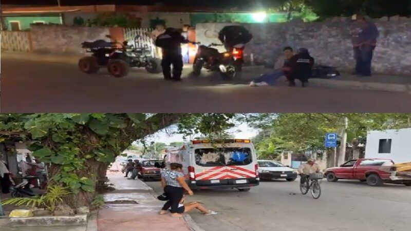 Dos motociclistas lesionadas en Tizimín: una derrapó y otra la chocaron por alcance