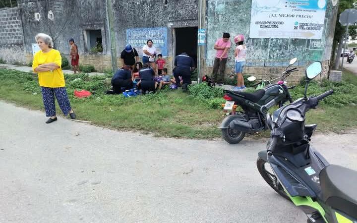 Un menor choca su Navy contra una Italika en calles de Motul: Hay cuatro lesionados