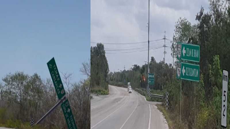 Desaparece el señalamiento del mortal entronque Cansahcab- Suma De Hidalgo