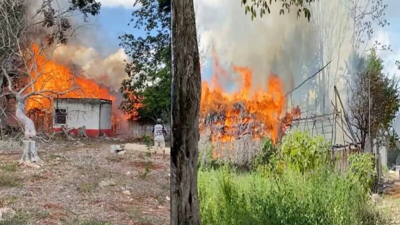 El fuego arrasa con una casa en Tzucacab y la redujo a cenizas