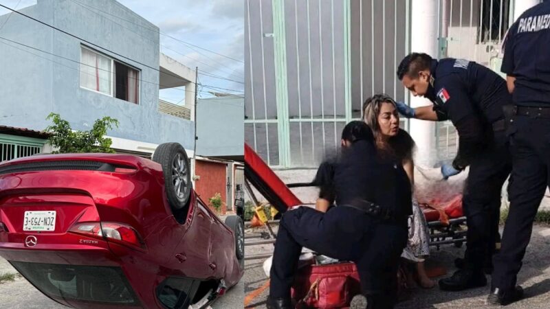 Una conductora choca su Mazda contra un auto estacionado y vuelca en Residencial del Norte