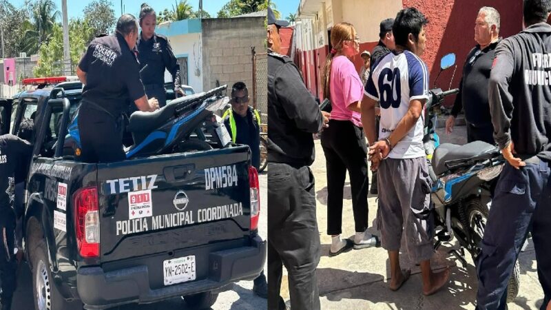 Policía recupera una moto robada en Hunucmá antes de ser desmantelada en un taller mecánico en Tetiz