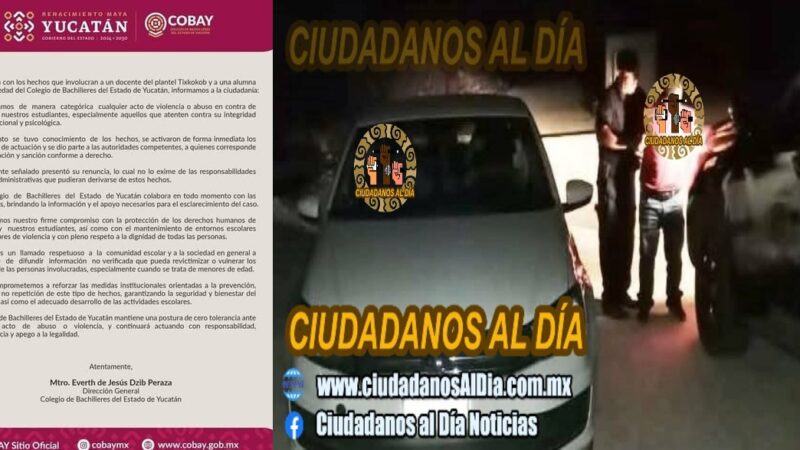 Cobay de Tixko se deslinda de responsabilidad, pidió la renuncia del maestro sorprendido dentro del monte con una alumna