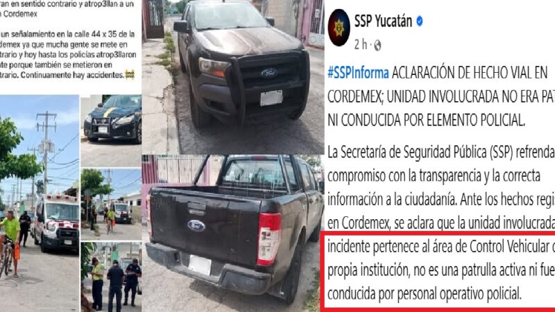 La SSP niega que una patrulla atropelló y lesionó a un indigente en la colonia Cordemex, al norte de Mérida