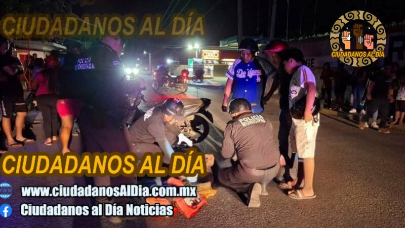 Ebria motociclista choca y lesiona a una pareja con un bebe en brazos en Tizimín