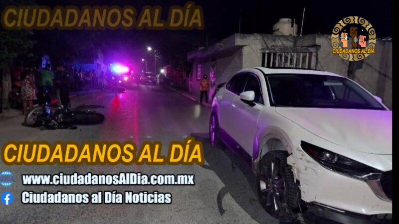 Ebrios chocan y lesionan a dos motociclistas en colonia Santa María de Tizimín