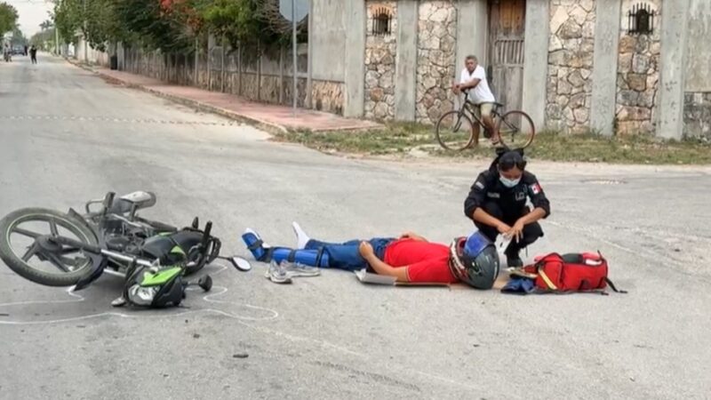 Encontronazo entre dos motos deja a dos jóvenes lesionados en Tizimín