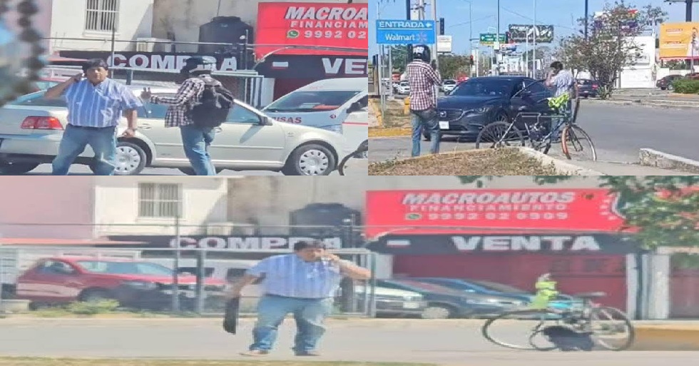 Violento conductor amenaza con darle un machetazo a un repartidor cerca de la Macro Plaza.