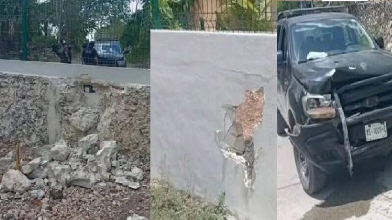 Mas rápido que Toretto policías municipales chocan una patrulla contra la barda de una casa en Peto